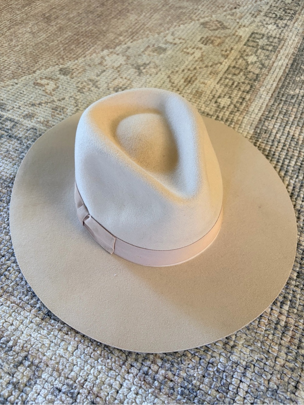 Wide Brim Felt Fedora Hat - Blush
